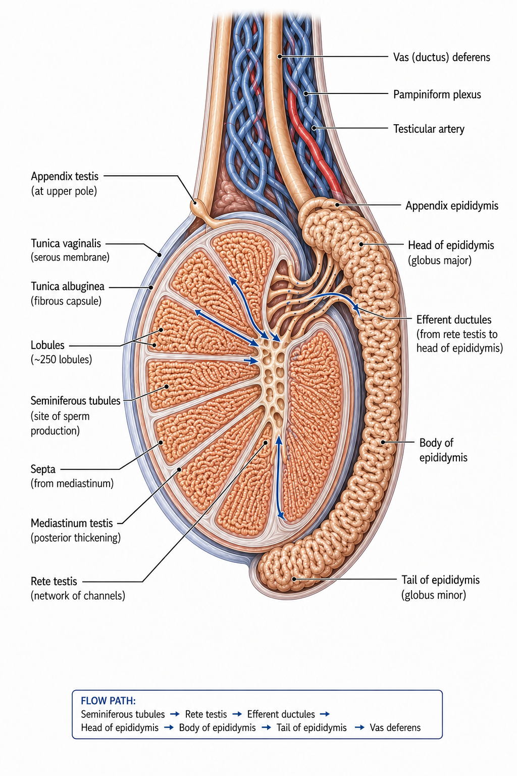 Testis and epididymis — sagittal section